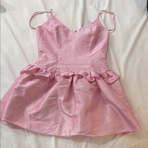 NWT LoveShackFancy Pink Ruffle Mini Dress